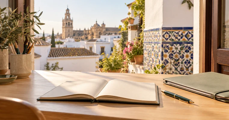 Cuaderno de estudio con vista andaluza